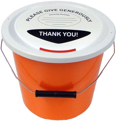 Charity Collection Bucket with Lids, Labels and Ties – .